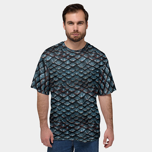 Мужская футболка оверсайз Dragon scale pattern / 3D-принт – фото 3