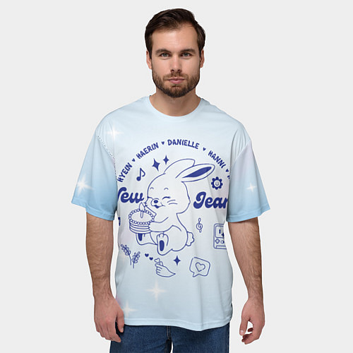 Мужская футболка оверсайз Newjeans bunny / 3D-принт – фото 3