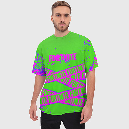 Мужская футболка оверсайз Fortnite неоновые краски / 3D-принт – фото 3
