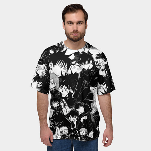 Мужская футболка оверсайз Мэгуми Фушигуро - Магическая битва / 3D-принт – фото 3