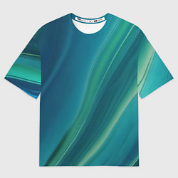 Футболка оверсайз мужская Сине-зелёная жидкая текстура - нейросеть, цвет: 3D-принт