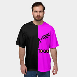 Футболка оверсайз мужская Токийские мстители черно-розовый, цвет: 3D-принт — фото 2