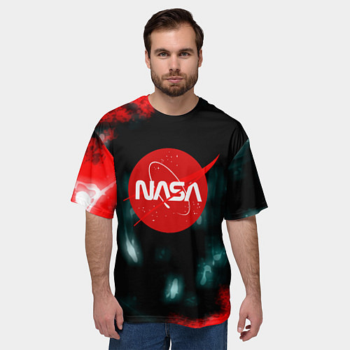 Мужская футболка оверсайз NASA космос краски / 3D-принт – фото 3