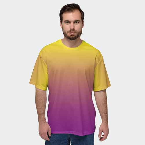 Мужская футболка оверсайз Желто-фиолетовый градиент / 3D-принт – фото 3
