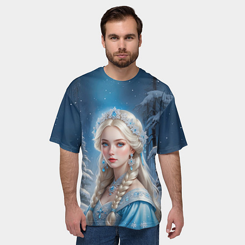 Мужская футболка оверсайз Прекрасная Снегурочка / 3D-принт – фото 3