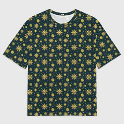 Футболка оверсайз мужская Декоративные снежинки с золотым блеском, цвет: 3D-принт