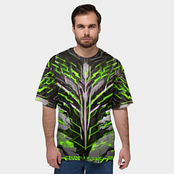 Футболка оверсайз мужская Киберпанк доспех зелёный, цвет: 3D-принт — фото 2