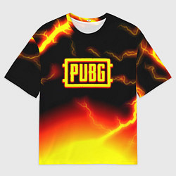 Футболка оверсайз мужская PUBG огненный шторм из молний, цвет: 3D-принт