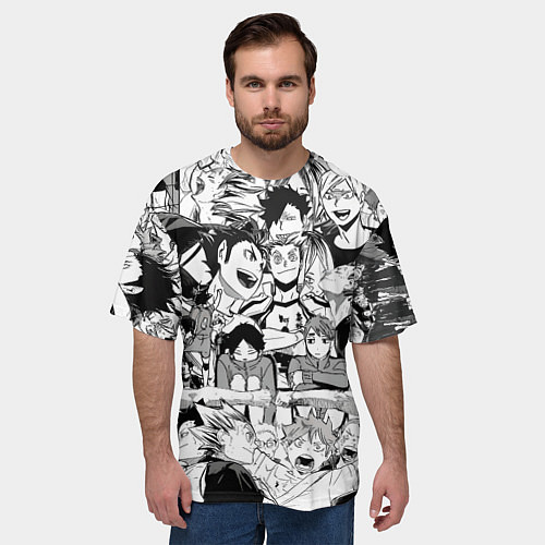 Мужская футболка оверсайз Коллаж по аниме Волейбол / 3D-принт – фото 3