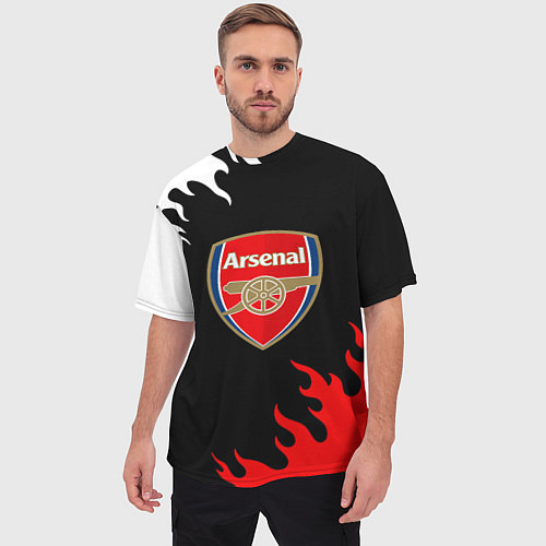 Мужская футболка оверсайз Arsenal fc flame / 3D-принт – фото 3