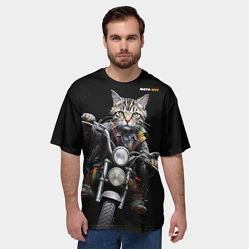 Мужская футболка оверсайз Мотокот / 3D-принт – фото 3