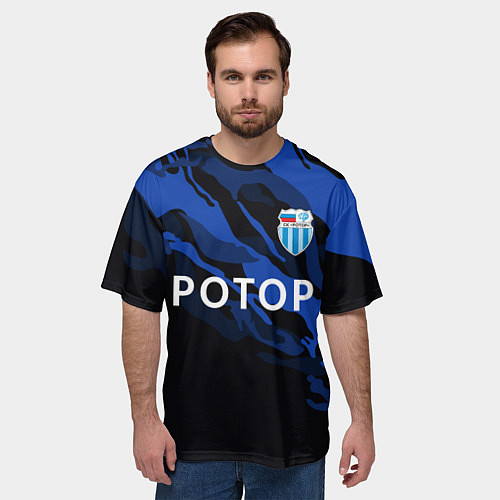 Мужская футболка оверсайз Ротор Волгоград - синий и черный / 3D-принт – фото 3