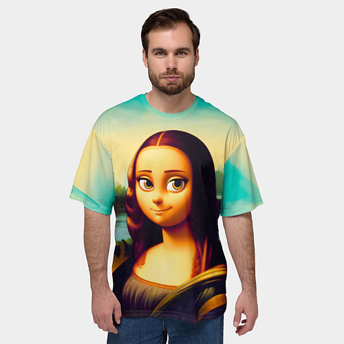 Мужская футболка оверсайз Нейросеть - Мона Лиза в стиле Pixar / 3D-принт – фото 3