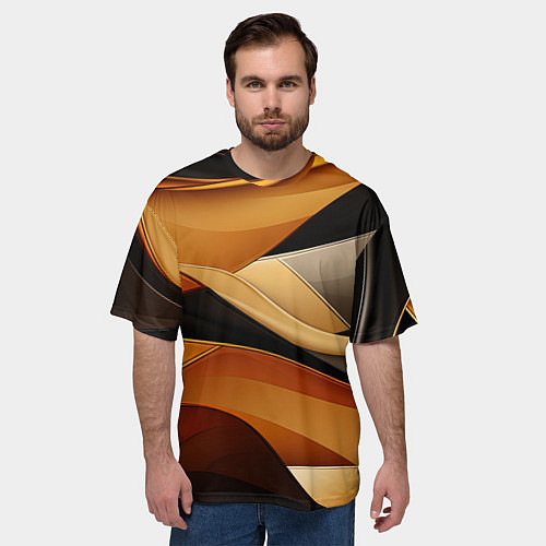 Мужская футболка оверсайз Желтая и черная абстракция / 3D-принт – фото 3