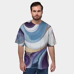 Футболка оверсайз мужская Абстрактный волнистый узор фиолетовый с голубым, цвет: 3D-принт — фото 2