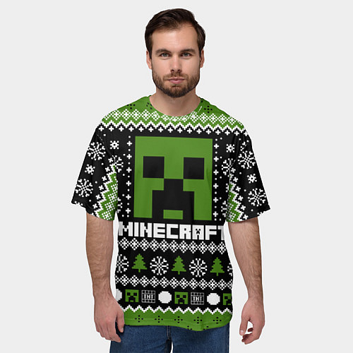 Мужская футболка оверсайз Minecraft christmas sweater / 3D-принт – фото 3
