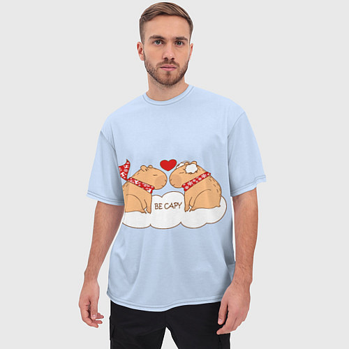 Мужская футболка оверсайз Капибара и любовь: be capy / 3D-принт – фото 3