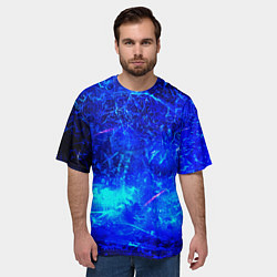 Футболка оверсайз мужская Синий лёд и снежинки, цвет: 3D-принт — фото 2