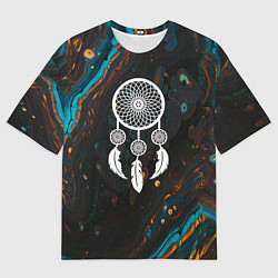 Футболка оверсайз мужская Ловец снов и чёрный мыльный пузырь, цвет: 3D-принт