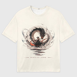 Футболка оверсайз мужская Дева и дракон, цвет: 3D-принт