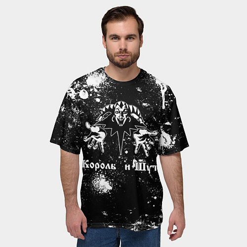 Мужская футболка оверсайз Король и шут - черно-белый / 3D-принт – фото 3