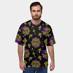 Футболка оверсайз мужская Грибы и мандалы, цвет: 3D-принт — фото 2