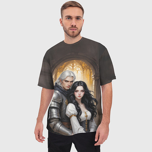 Мужская футболка оверсайз Принцесса и её воин / 3D-принт – фото 3