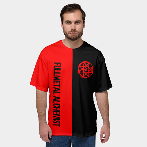 Мужская футболка оверсайз Стальной алхимик - красная печать Альфонс / 3D-принт – фото 3
