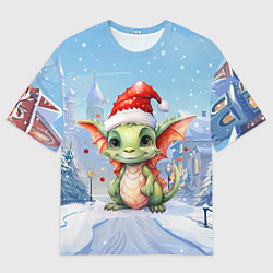 Футболка оверсайз мужская Дракон зимние дни, цвет: 3D-принт