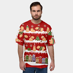 Футболка оверсайз мужская Капибара с семьей на Новый год, цвет: 3D-принт — фото 2