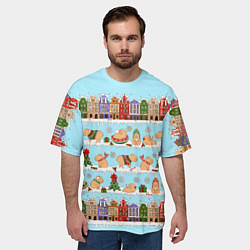 Футболка оверсайз мужская Капибара с семьей на прогулке, цвет: 3D-принт — фото 2