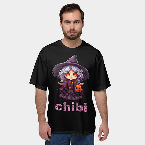 Мужская футболка оверсайз Чиби ведьма / 3D-принт – фото 3