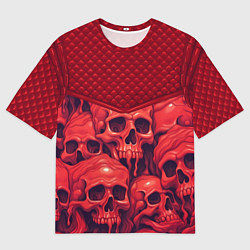 Футболка оверсайз мужская Расплавленные красные черепа, цвет: 3D-принт