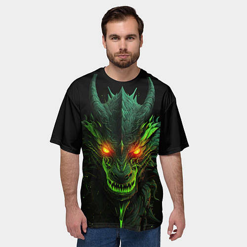 Мужская футболка оверсайз Дракон сверкающих елей / 3D-принт – фото 3