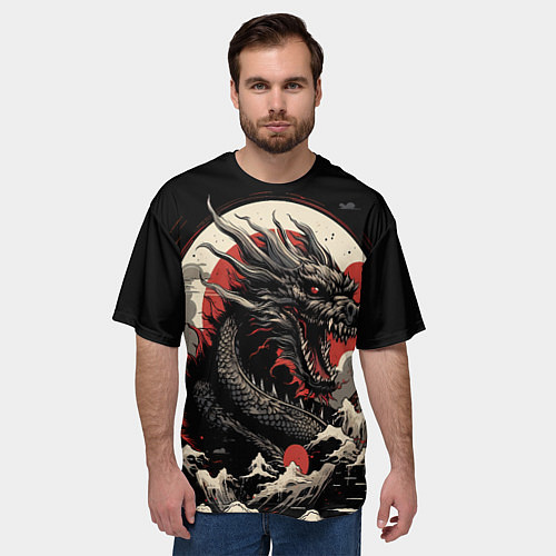 Мужская футболка оверсайз Дракон вечности символ года / 3D-принт – фото 3