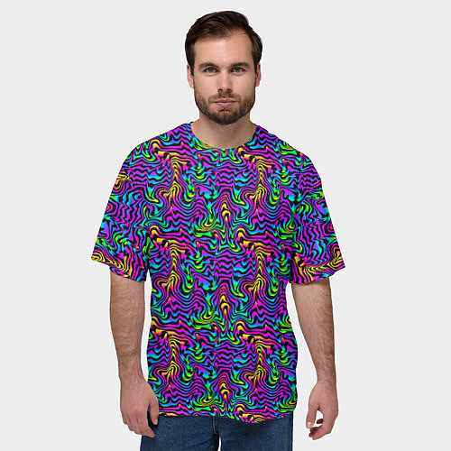 Мужская футболка оверсайз Multicolored stripes / 3D-принт – фото 3