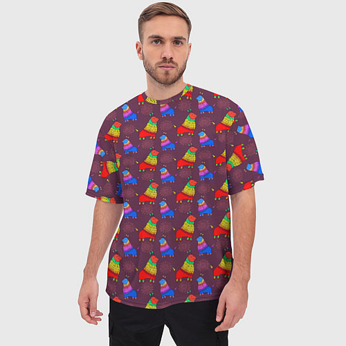 Мужская футболка оверсайз Разноцветное животное / 3D-принт – фото 3
