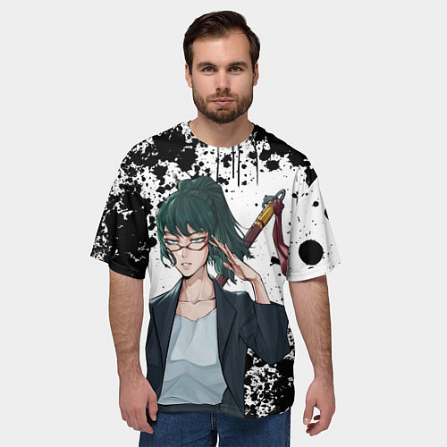 Мужская футболка оверсайз Маки зенин из магической битвы - брызги / 3D-принт – фото 3