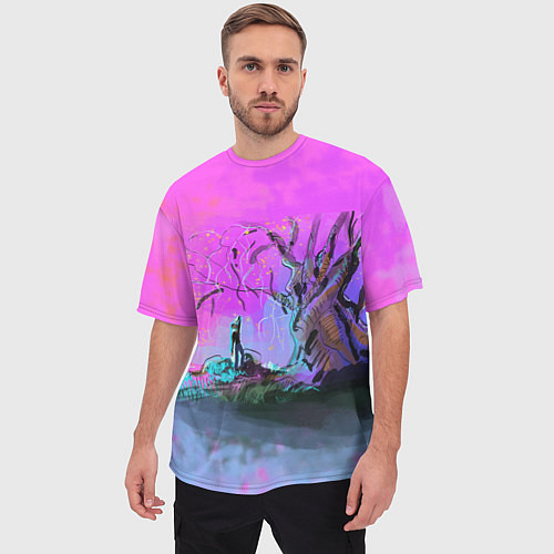 Мужская футболка оверсайз Волшебное дерево / 3D-принт – фото 3