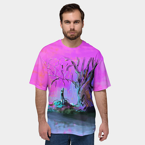 Мужская футболка оверсайз Волшебное дерево / 3D-принт – фото 3