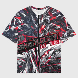 Футболка оверсайз мужская Киберпанк броня красная, цвет: 3D-принт