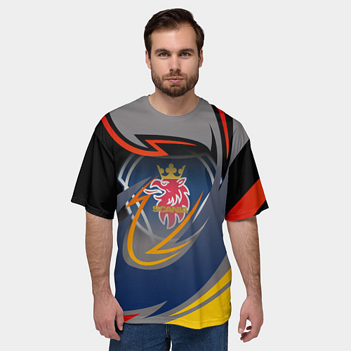 Мужская футболка оверсайз Scania логотип / 3D-принт – фото 3