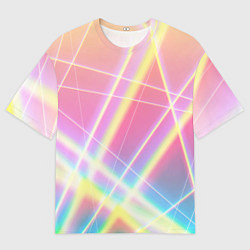 Мужская футболка оверсайз Хаотичные неоновые линии