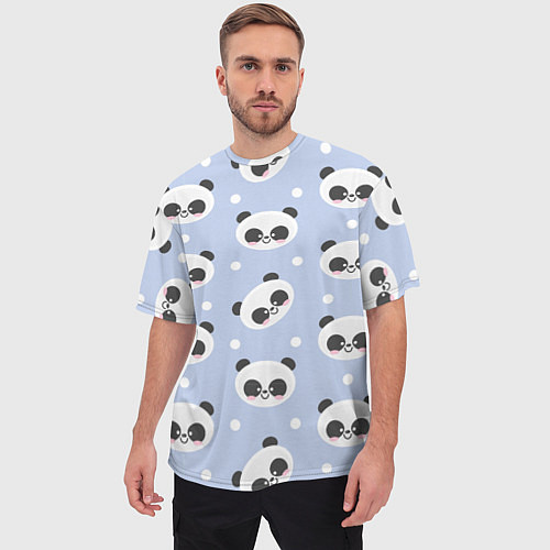 Мужская футболка оверсайз Милая мультяшная панда / 3D-принт – фото 3