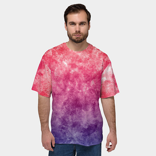 Мужская футболка оверсайз Абстракция - сине-красные облака / 3D-принт – фото 3