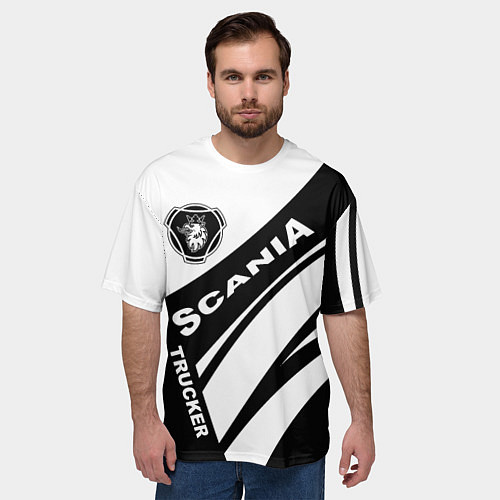Мужская футболка оверсайз Scania дальнобойщик / 3D-принт – фото 3