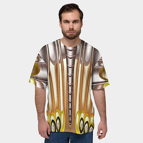 Мужская футболка оверсайз Абстрактный рисунок по мотивам крыла бабочки / 3D-принт – фото 3