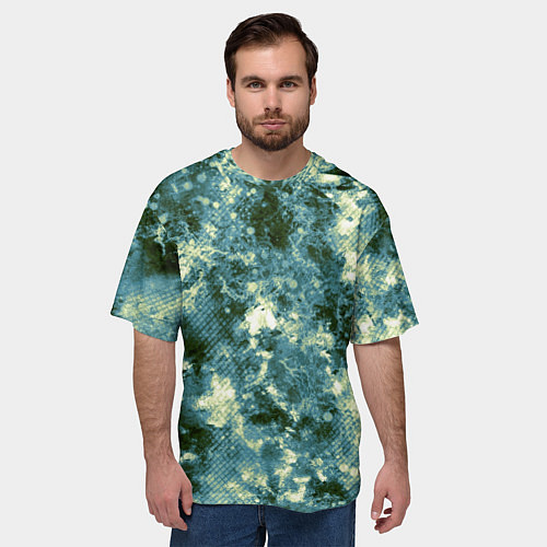 Мужская футболка оверсайз Абстракция - ocean in grunge style / 3D-принт – фото 3