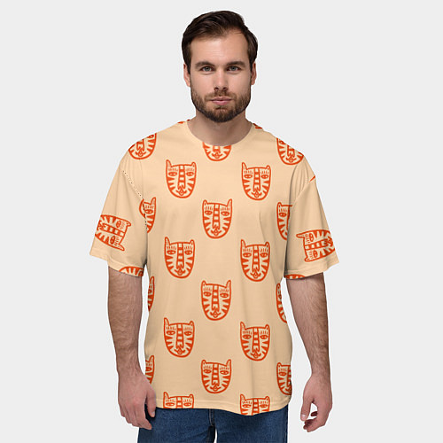 Мужская футболка оверсайз Drawn Tiger / 3D-принт – фото 3