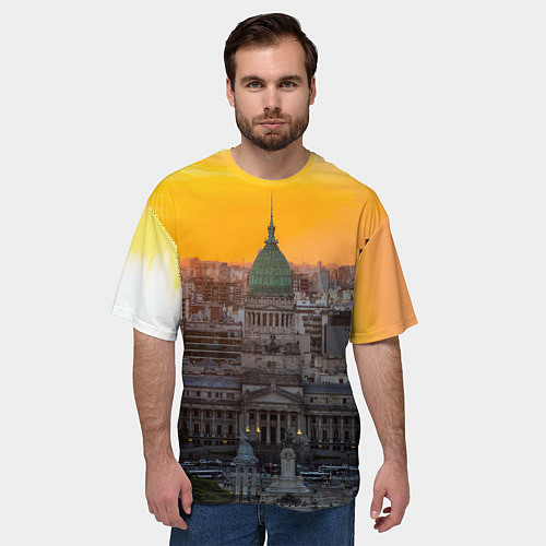 Мужская футболка оверсайз Буэнос-Айрес / 3D-принт – фото 3